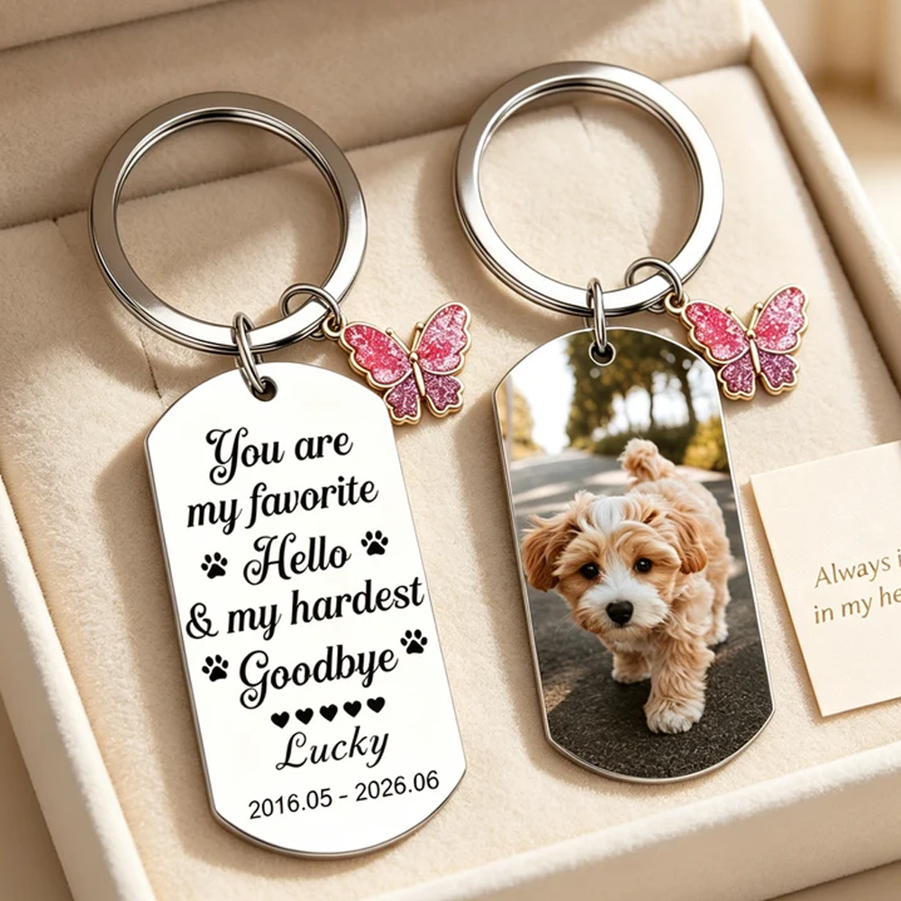 Customized Commemorative Photo Butterfly Pendant Keychain, A Special Gift For Pet Lovers