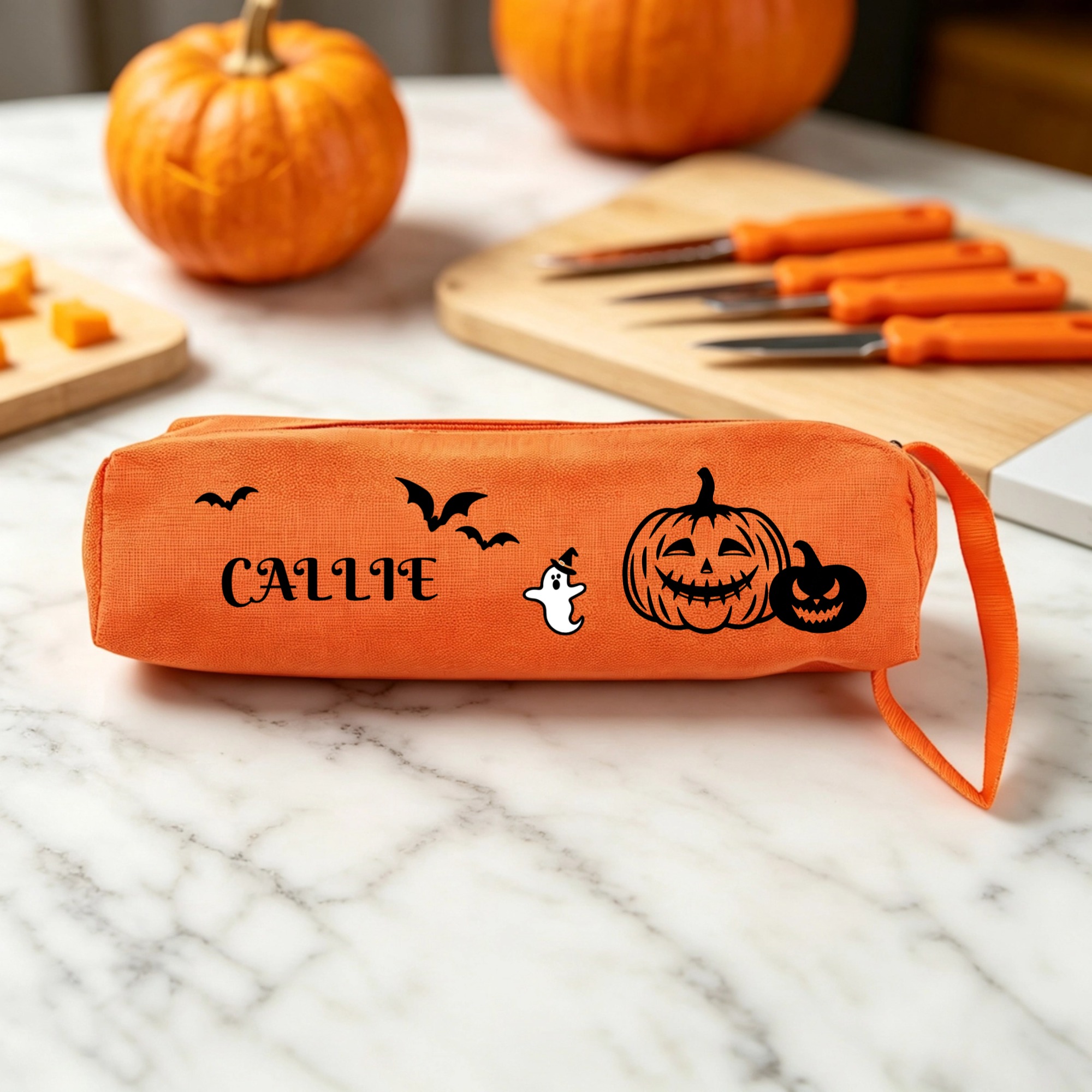 Personalized Ghost Halloween Pumpkin Carving Tools 7 Pcs Set with Name and Storage Bag Halloween Gift for Family Children