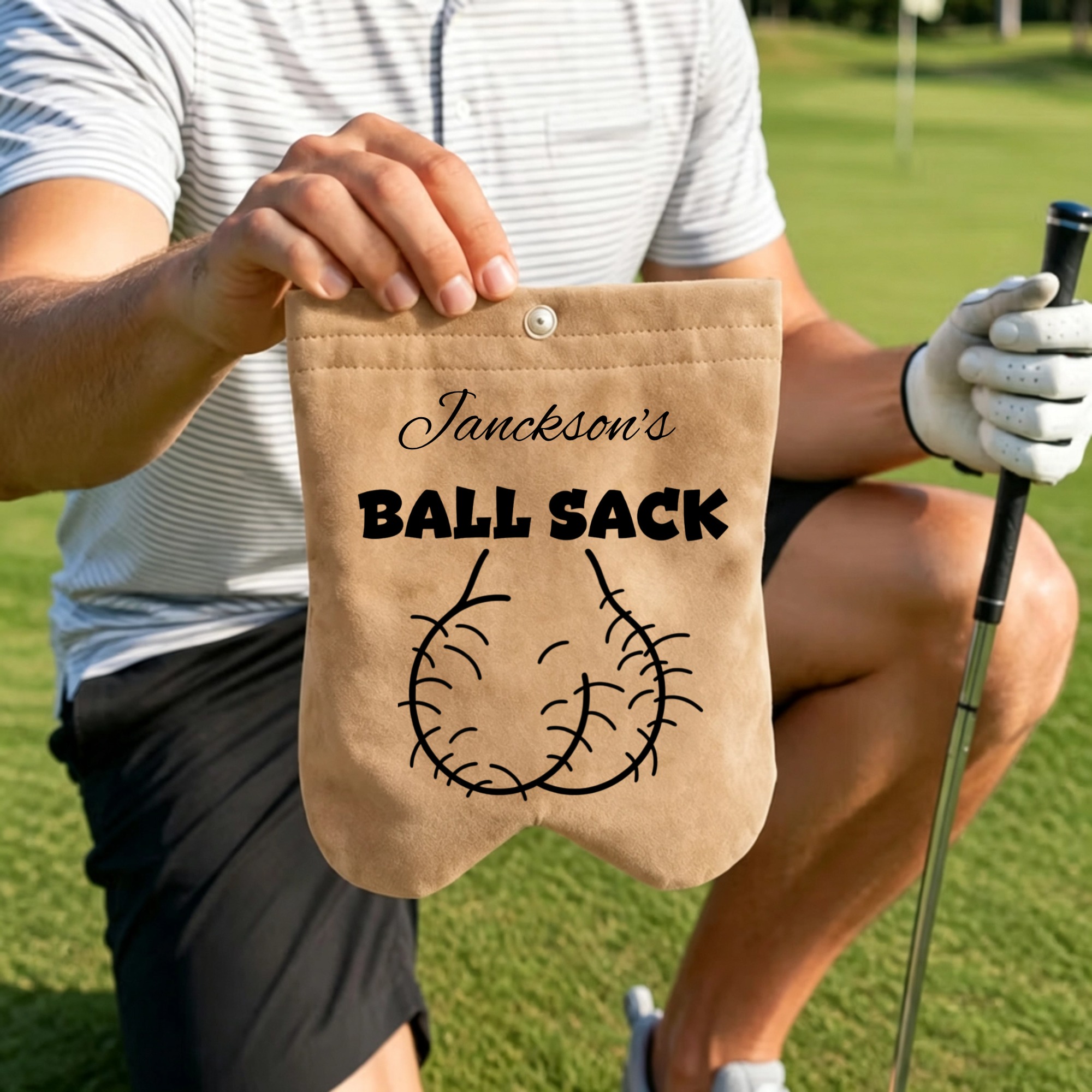 Personalized Funny Golf Ball Bag Sack with Name and 2 Golf Balls Golf Field Accessories Birthday Gift for Golfer Golf Player