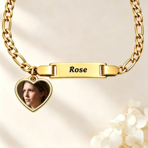 Personalized Heat-Activated Heart Charm Hidden Photo Bracelet with Engraved Text Birthday Anniversary Memorable Gift for Women