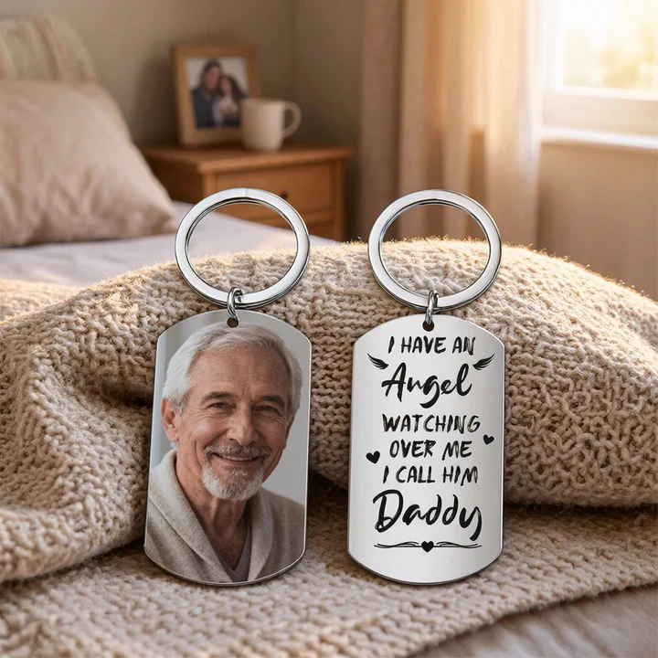 Personalized Stainless Steel Keychains, Custom With Text and Photos, Perfect For Remembering Deceased Loved ones or as a Leepsake For Family Members.