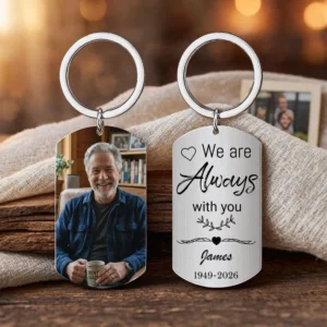 Personalized Stainless Steel Commemorative Keychains, A Memorial Gift To Remember Deceased Loved Ones And To Express Condolences And Grief To Family And Friends.