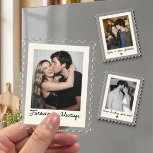 Acrylic Fridge Magnet, Wavy Edge Hugging Couple Keepsake, Unique Creative Gift For Him Or Her