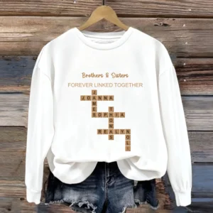 Names, Inside Jokes & Any Words Crossword Art Personalized Unisex Sweatshirt - Perfect Gift for Siblings, Family & Any Loved Ones