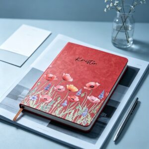 Personalized Birth Flower Journal Gift for Her, Custom Name Floral Leather Notebook, Meaningful Keepsake for Mom, Friend or Sister