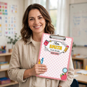 Custom Teacher Name Composition Style Clipboard Back To School Gift