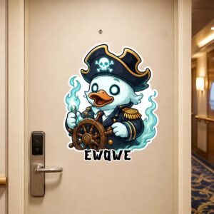 Personalized Cartoon Halloween Cruise Rubber Duck Fridge Magnet with Name Stateroom Decor Halloween Party Gift for Family Friends Travel Lovers