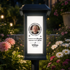 Personalized Waterproof Photo Solar Garden Light Forever in My Hearts with Name and Year Garden Decor Memorial Sympathy Gift for Family Friend