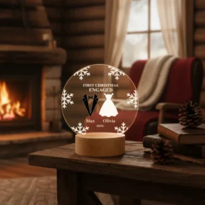 Personalized First Christmas as Mr & Mrs Night Light, Custom Name Year Wedding Gift for Newlyweds, Couple Bedroom Lamp Decor, Anniversary Present