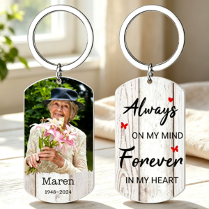 Custom Photo Memorial Keychain, Personalized Stainless Steel Keepsake for Loss of Loved One, Sympathy Gift for Family and Friends