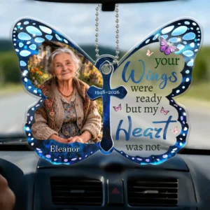 Butterfly Car Pendant, Personalized Memorial Gift for Women Men, Sympathy Keepsake for Loss of Loved One, Car Rearview Mirror Ornament