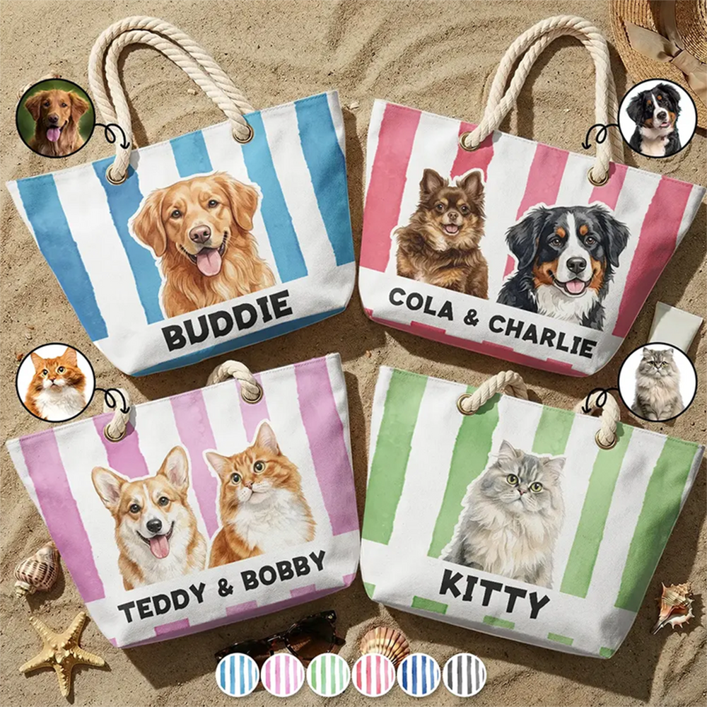 Custom Pet Photo Print - Personalized Beach Bag