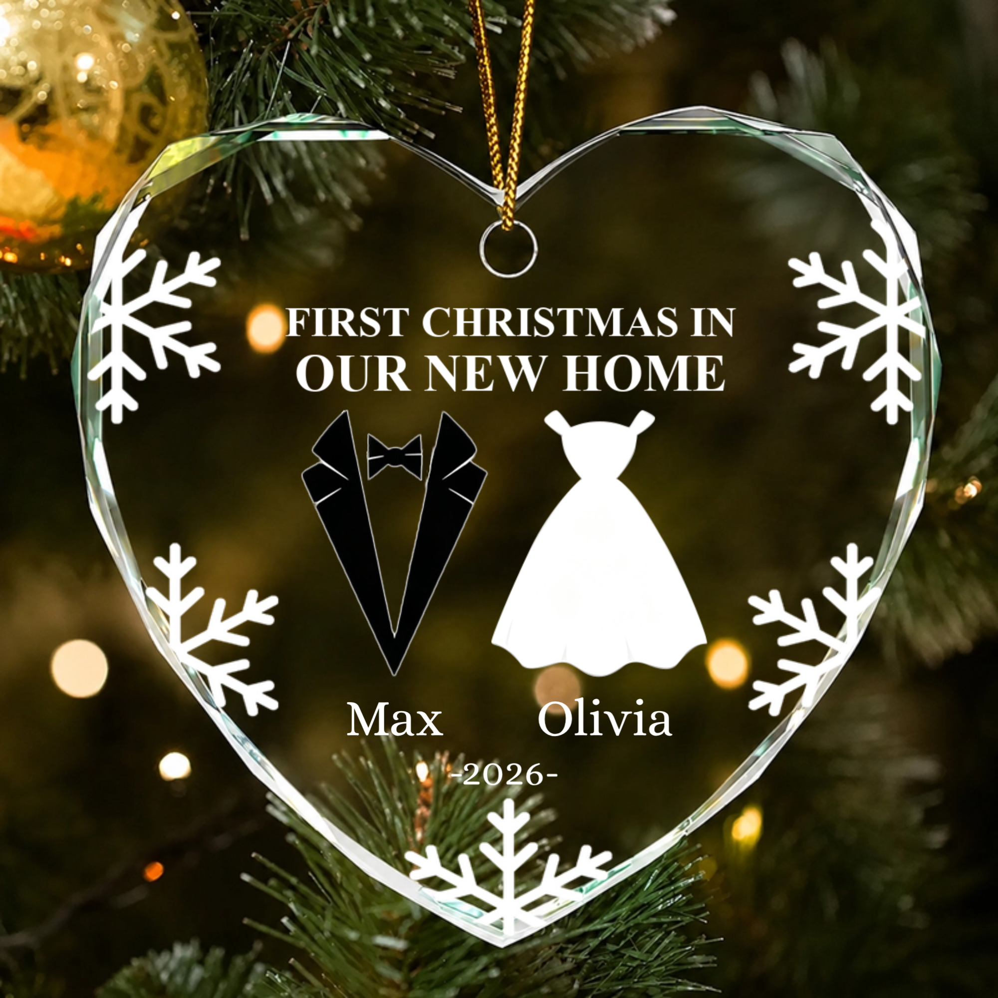 First Christmas As Married Couples - Personalized Glass Ornament