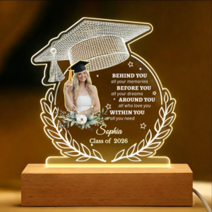 Graduation Cap Acrylic LED Night Light, Personalized Custom Photo Name Year Gift for Graduate Class of 2026, Keepsake for Him Her Friend from Family