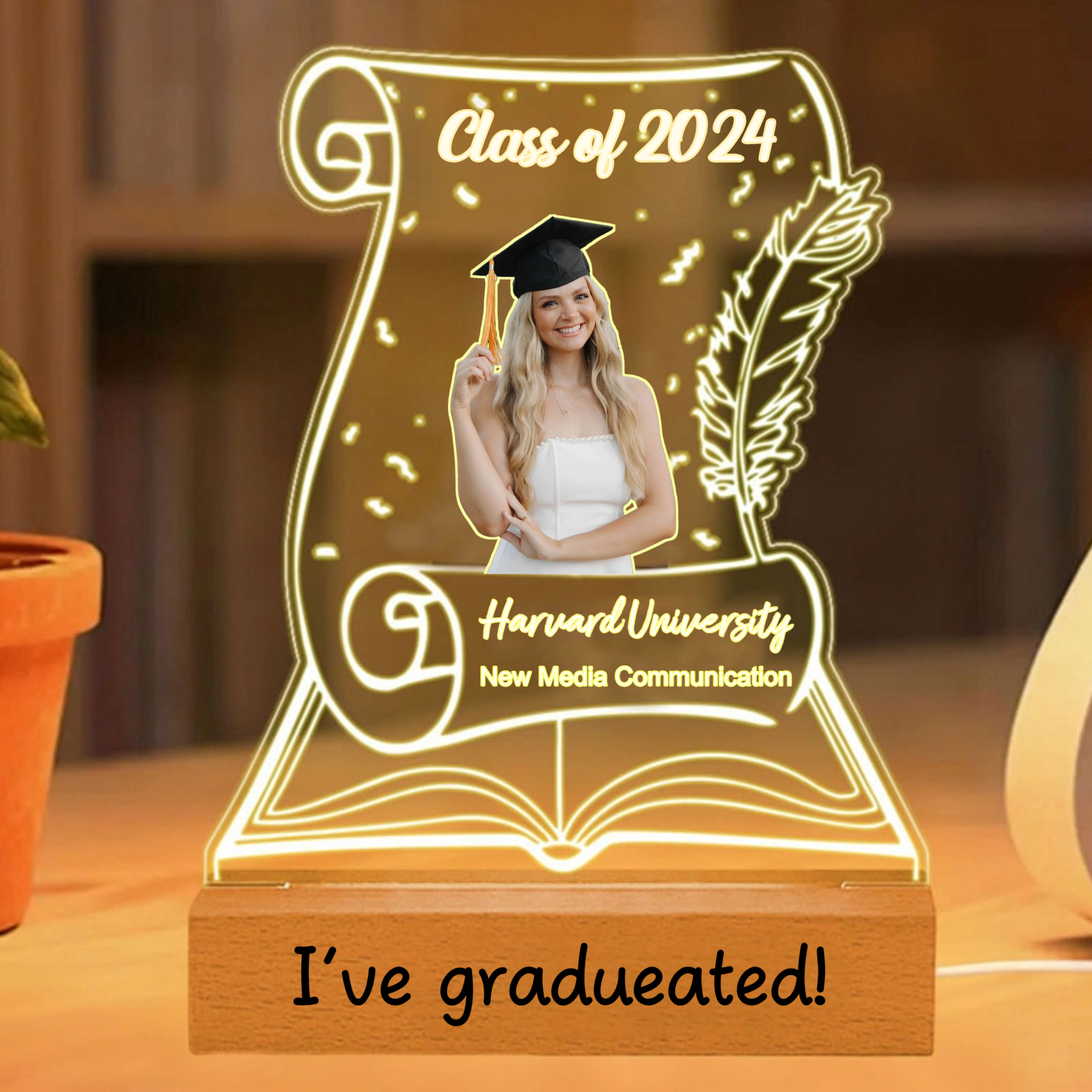 Graduation Scroll Night Light, Gift for Graduates, Students, Perfect for College, University, High School Graduation Ceremony