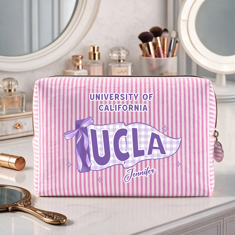 Personalized Flag Pattern Design, Custom Striped Cosmetic Bag, Perfect Gift For Students