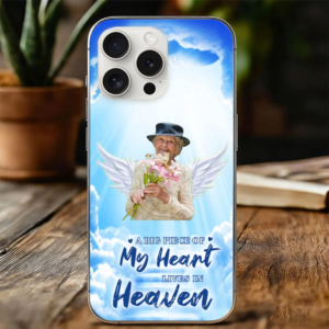 Custom Photo Memorial Phone Case, Personalized Angel Wings Heaven Cloud Design, Sympathy Gift for Loss of Loved One, Remembrance Gift