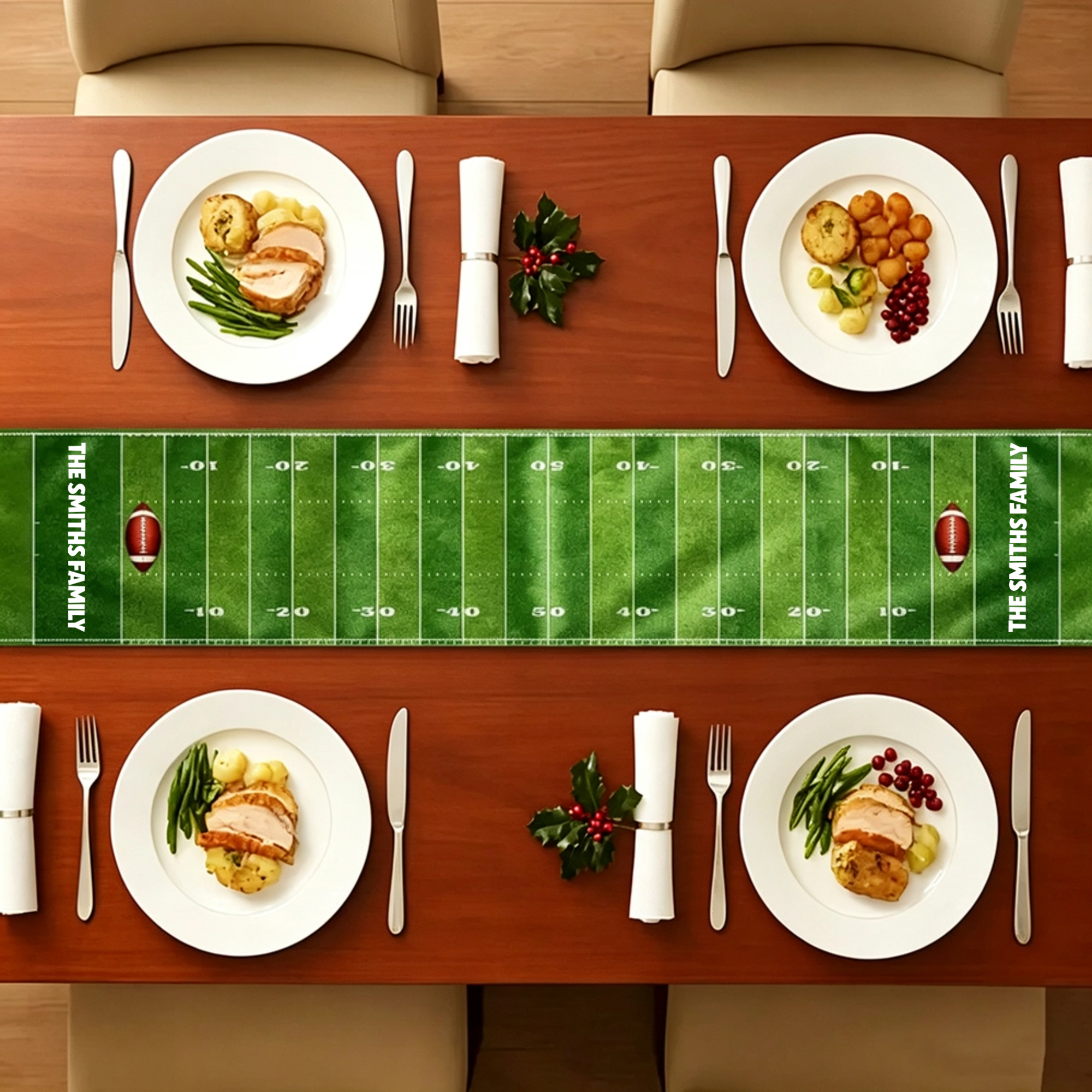 American Football Custom Family Name - Personalized Table Runner