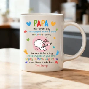 Personalized Hand-Drawn Design, Custom Ceramic Mug, The Perfect Gift For Expecting Daddy