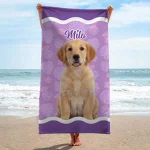Personalized Pet Portrait Design, Custom Name Beach Towel, An Ideal Gift For Pet Owners