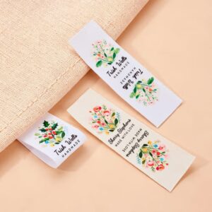 Personalized Watercolor Birth Flower 100% Cotton 50 Pcs Sewing Label with Name and Text Birthday Gift for Knitting Lover DIY Craft Lover