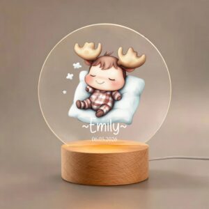 Personalized Cartoon Animal LED Night Light, Custom Name Date Baby Nursery Lamp, 51 Styles Sleeping Animal, Christmas Birthday Gift for Kids