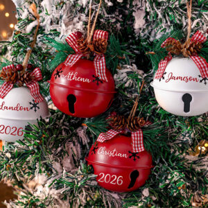 Custom Jingle Bell Ornament, Personalized Christmas Tree Decor with Name and Year, Family Christmas Gift, Holiday Keepsake Stocking Stuffer