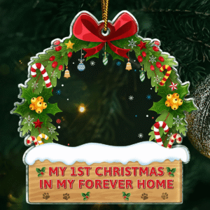 Custom Photo My 1st Christmas In My Forever Home - Personalized Custom Shaped Acrylic Ornament