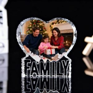 Heart-Shaped Crystal FAMILY Photo Keepsake, Gift for Parents, Grandparents, Perfect for Christmas, Family Reunions