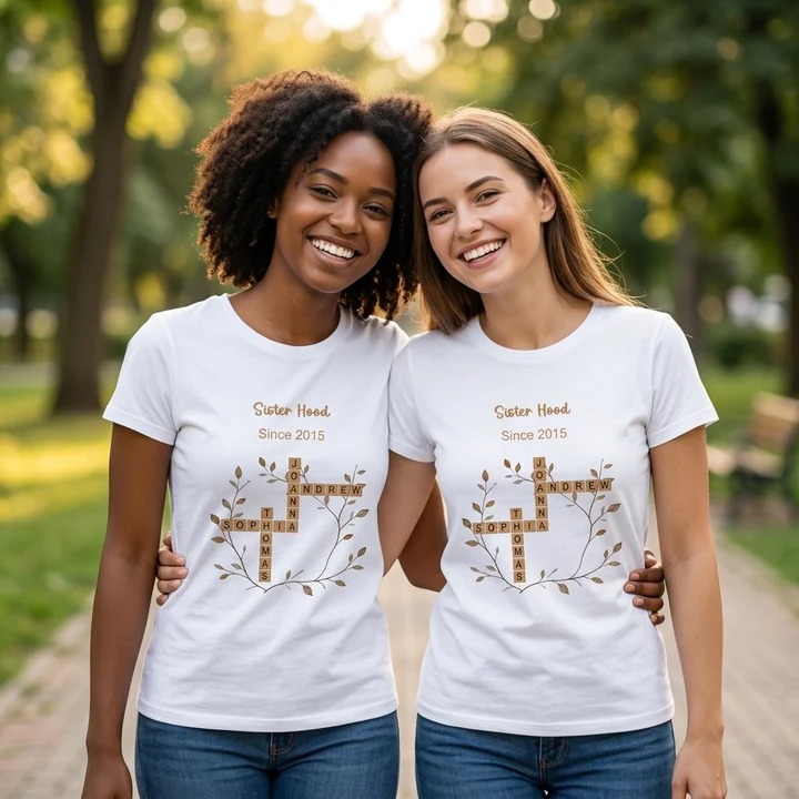 Personalized Crossword Art Cotton T-shirt - Custom with Text & Title, Gift for Siblings, Family & Any Beloved, Perfect for Reunions, Birthdays, Family Occasions or Just Because
