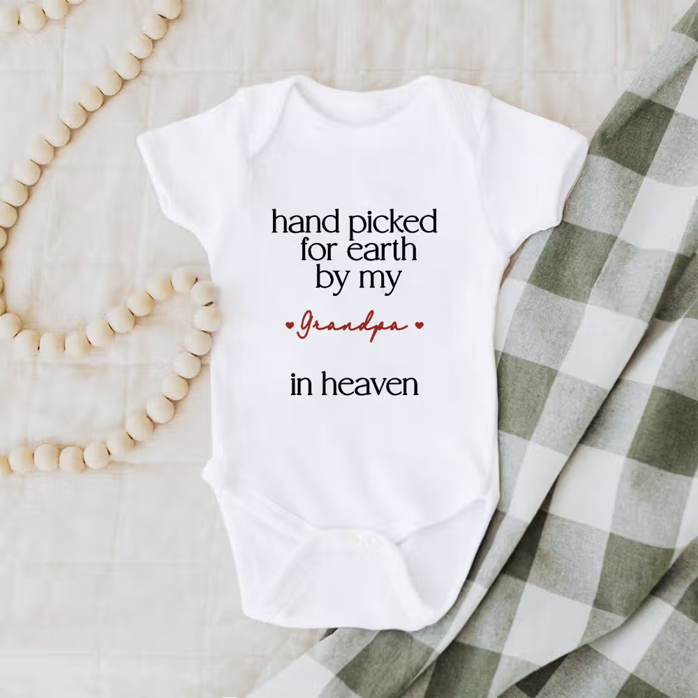 Personalized 100% Cotton Baby Bodysuit Kid T-shirt - Hand Picked for Earth by My Loved One in Heaven