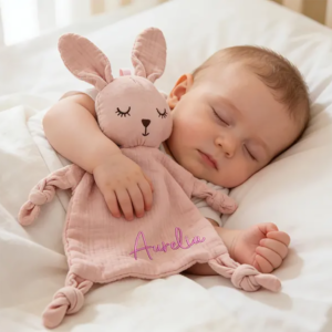 Personalized Muslin Baby Comforter, Embroidered Name Security Blanket