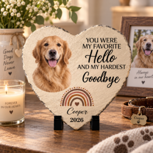Custom Photo Memorial Dog Cat You Left A Paw Print - Personalized Heart Memorial Garden Stone