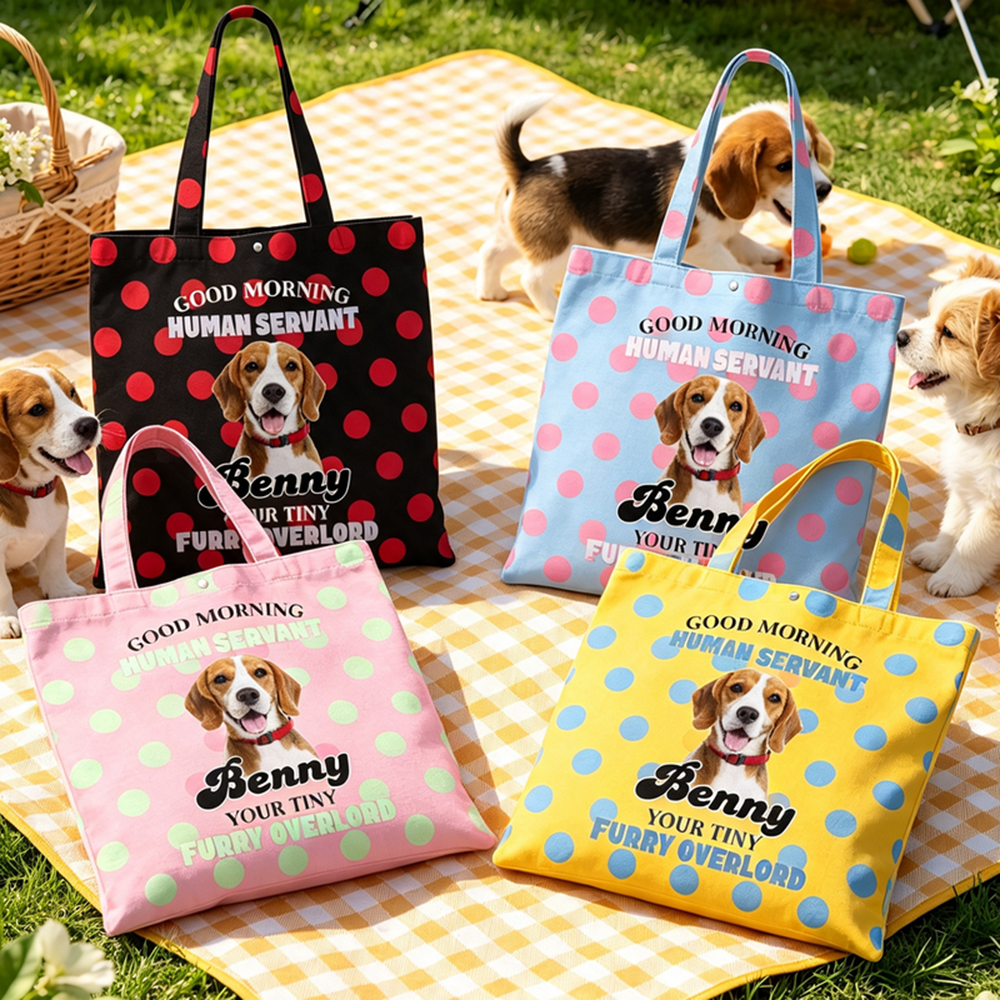 Personalized Pet Portrait Design, Custom Canvas Tote Bag Product, The Perfect Gift For Pet Lovers