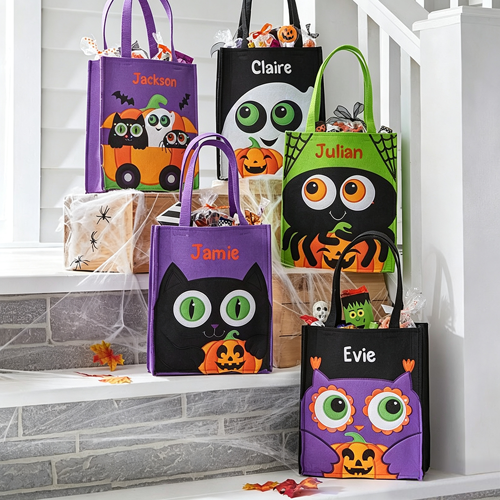 Personalized Halloween Character Felt Tote Bag Design, Custom Trick‑or‑Treat Bag Product, The Perfect Gift For Kids Halloween Celebration